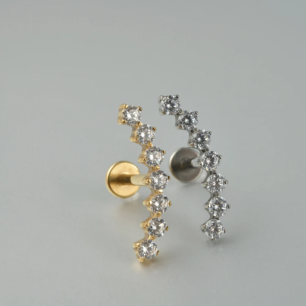 Opal Flower Cartilage Earrings, Solid Titanium