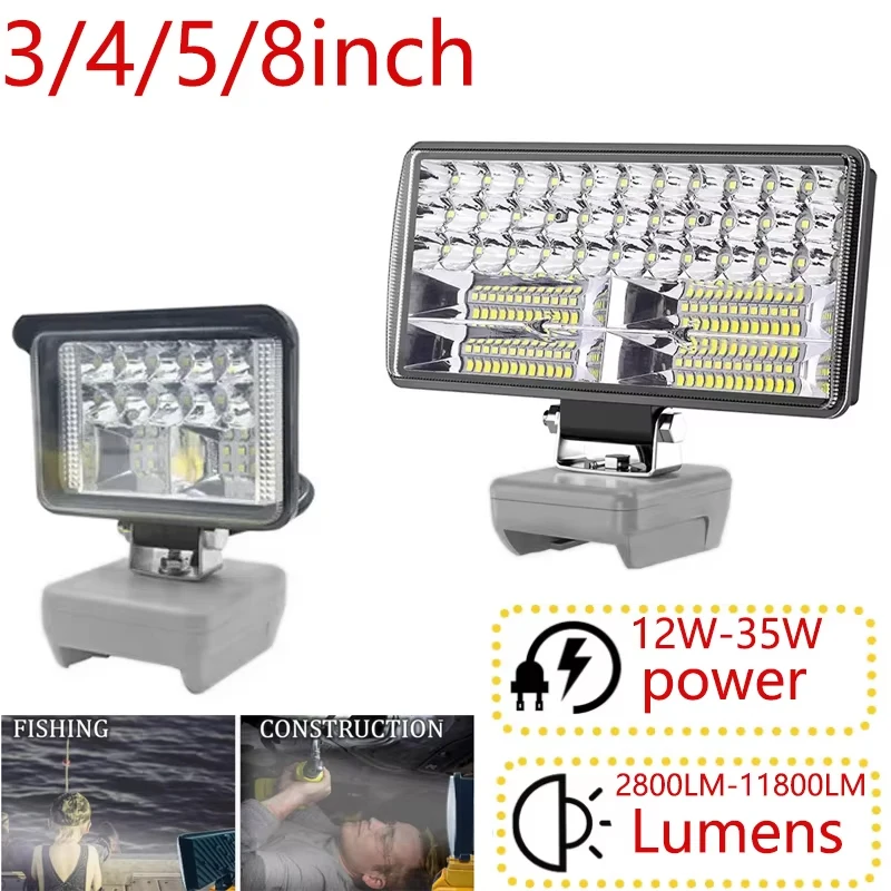 LED Work Light for Dewalt 18V/20V Li-ion Battery 35W 11800LM Flashlight, Cordless Flood Light for Outdoors Job Site Lighting