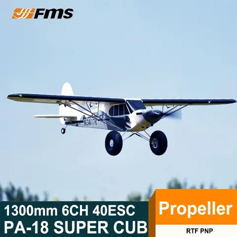 FMS RC Modellplan 1300 mm 1,3 m PA-18 J3 Piper Super Cub Fjärrstyrt Flygplan PNP Träningsflygplan Elflygplan Utomhussporter 6 best sales Piper Cub RC - №6