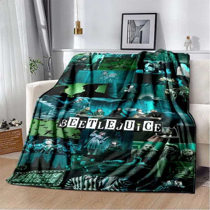 Beetlejuice Movie Fashion Blanket Retro Horror Flannel Throw Blanket Warm Plush Blanket Bedroom Living Room Sofa Picnic Blanket