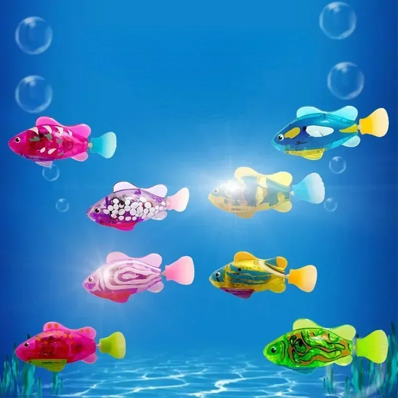 Pesce elettronico Baby Summer Bath Toys Pet Cat Toy nuoto Robot Fish con luce a LED bambini Water Swim Pool vasca da bagno giocattolo regalo divertente