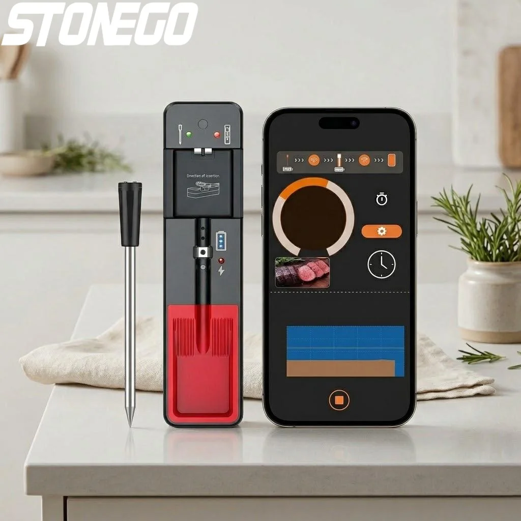 

Беспроводной Bluetooth-термометр для мяса с радиусом действия 360 футов, умный датчик температуры для гриля, духовки, су-вид