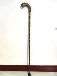 Vintage Copper Walking Stick Cane Bamboo Joint Cane Dragon Head Handle Strong Cane