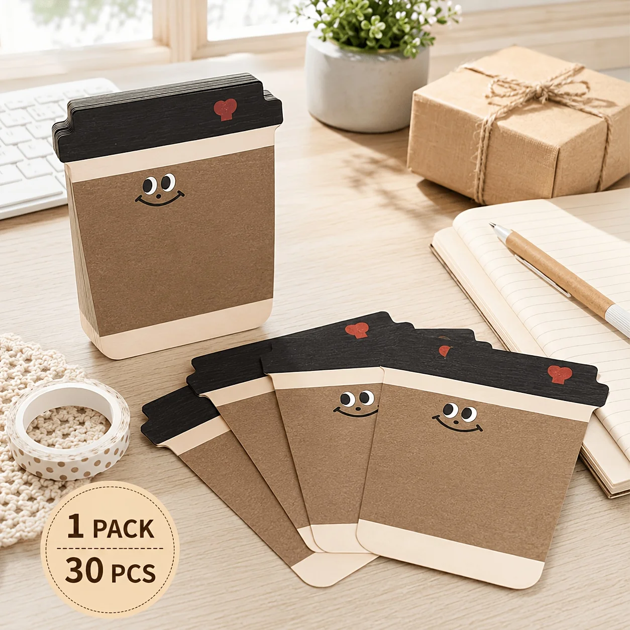 Funny Coffee Pattern Sticky Note Pad Coffee Cup Design Self-adhesive Memo Notes Fashion Writing Notepads for Learning Office