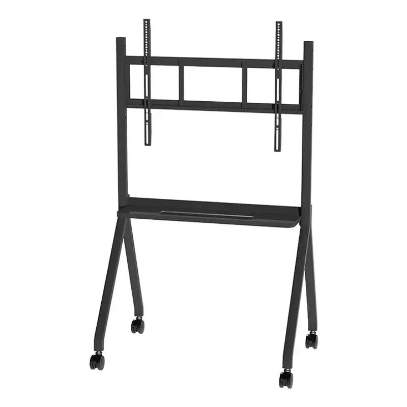 

Interactive Flat Panel TV Floor Stand Metal And Steel Trolley Mount Stand Bracket Cart For 75-86inch LCD TV With Four Legs