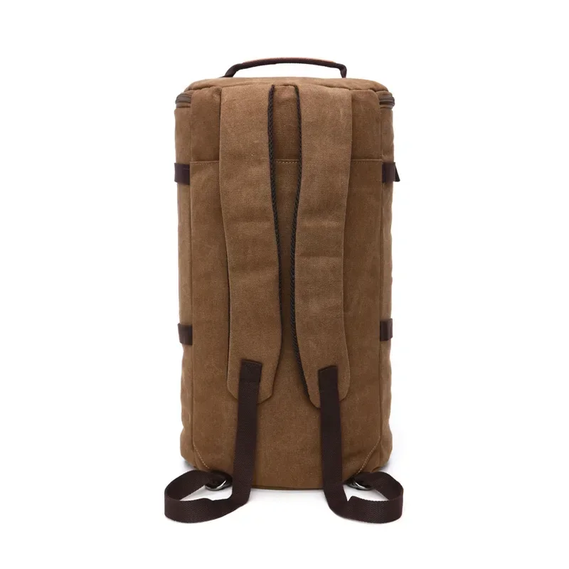 Canvas Cylinder Bag Large Capacity Shoulder Bag Shoulder Handbag Crossbody Triple Use Bag Men's Travelling Backpacks