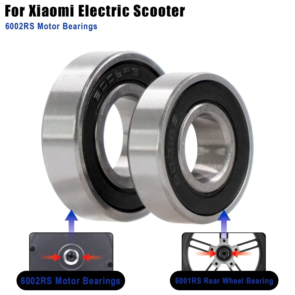 1-10pcs 6001RS 6002RS  Ball Bearing Steel Double Sided Rubber Sealed Deep Groove for Xiaomi M365 Pro1S E-Scooter
