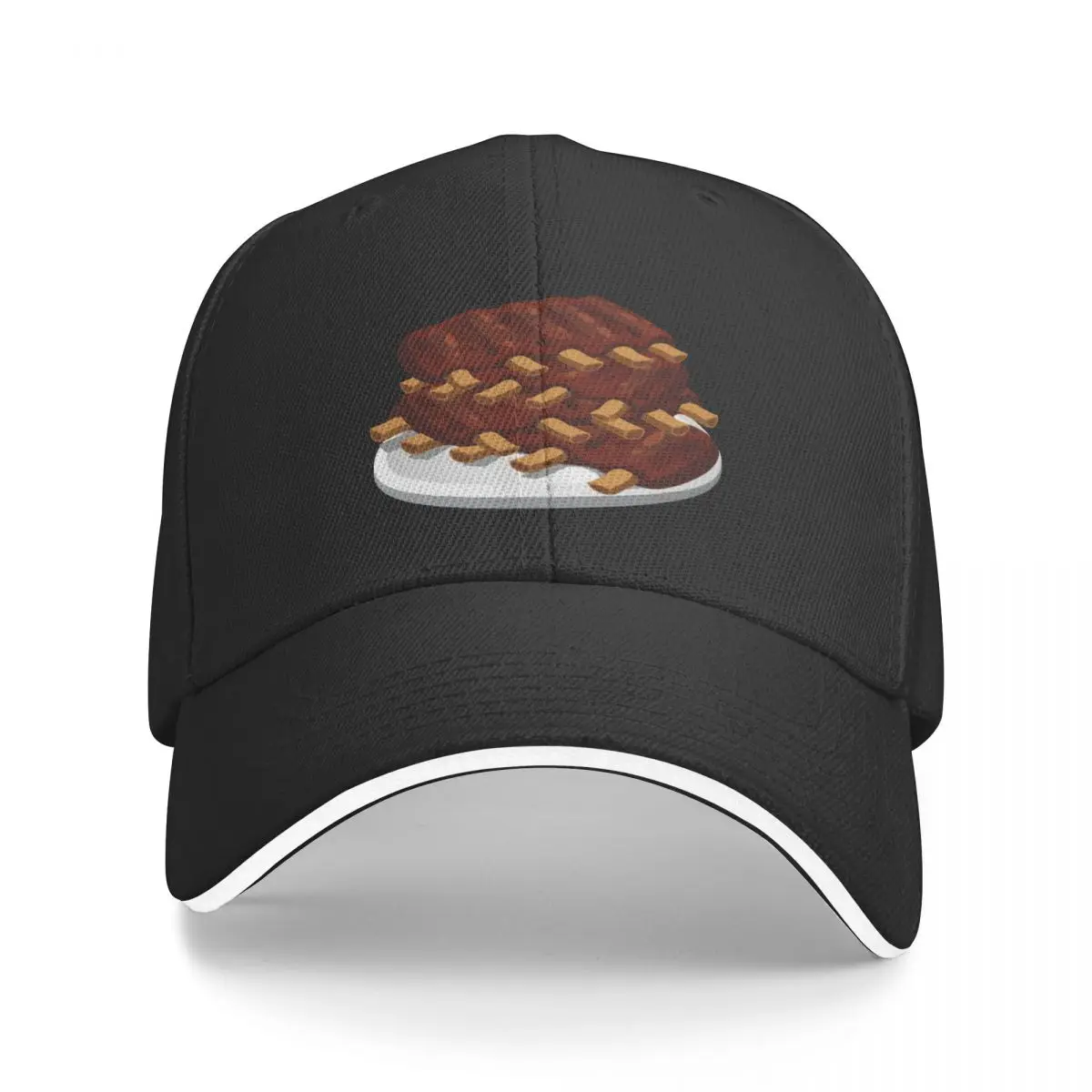 Spare Ribs (black background) Baseball Cap Mountaineering Visor Golf Cap Baseball Men Women's