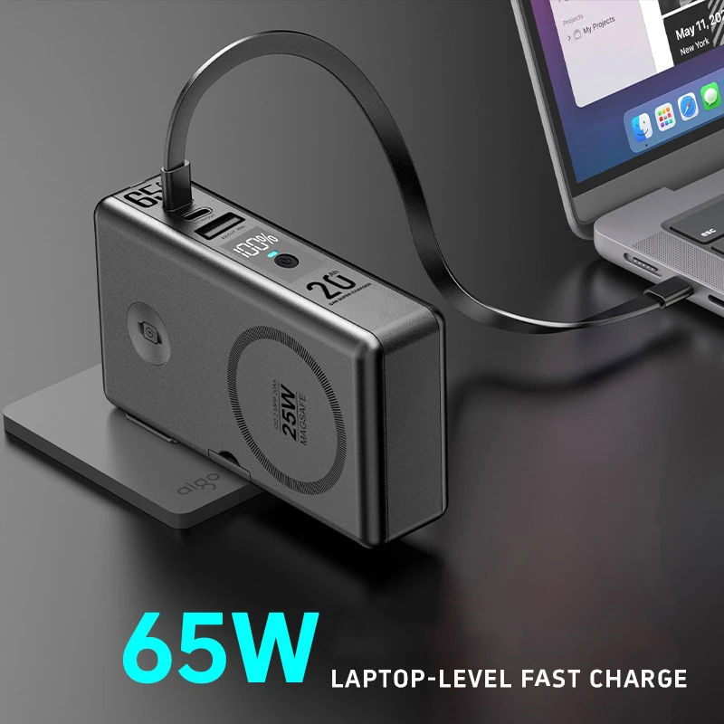 

Зарядное устройство GaN мощностью 65 Вт, Power Bank Qi2, магнитная беспроводная быстрая зарядка для iPhone 17 16 iWatch, настенное зарядное устройство для ноутбука, Powerbank с вилкой