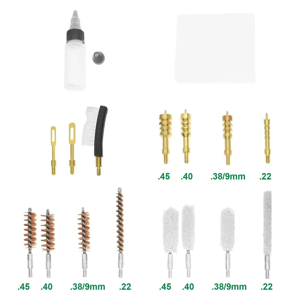 Zestaw do czyszczenia broni zestaw do czyszczenia broni pistolet 9mm .38 .22 .40 .45 pistolet myśliwski odwiert z brązu szczotka mosiężna butelka