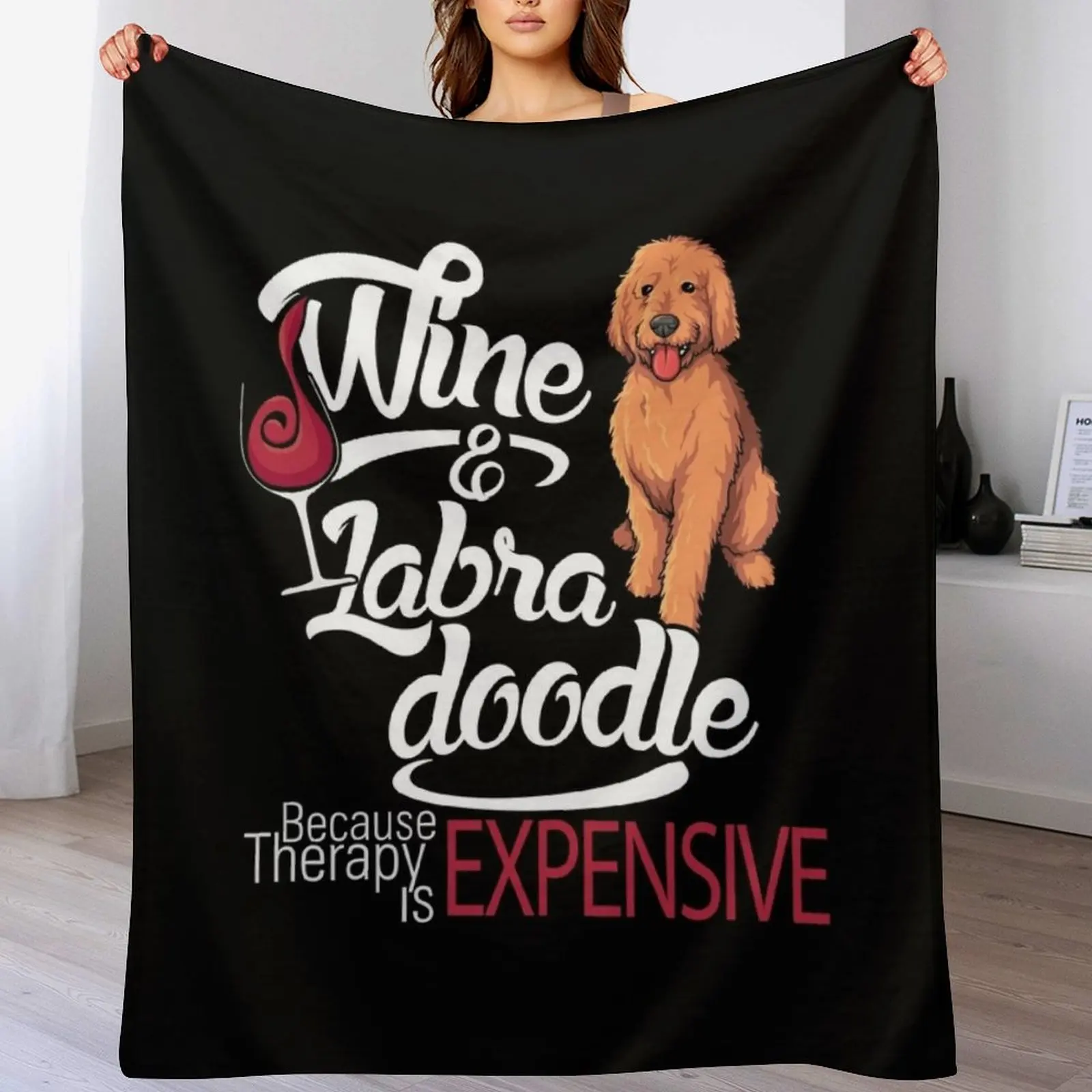 Wine and Labradoodle Funny gift Throw Blanket Nap For Sofa Thin Luxury St Blankets