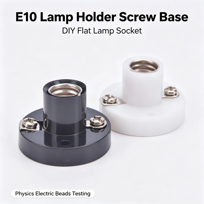 E10 Lamp Holder Screw Base, DIY Flat Lamp Socket Physics Electric Beads Testing Parts for Science Experiment Circuit