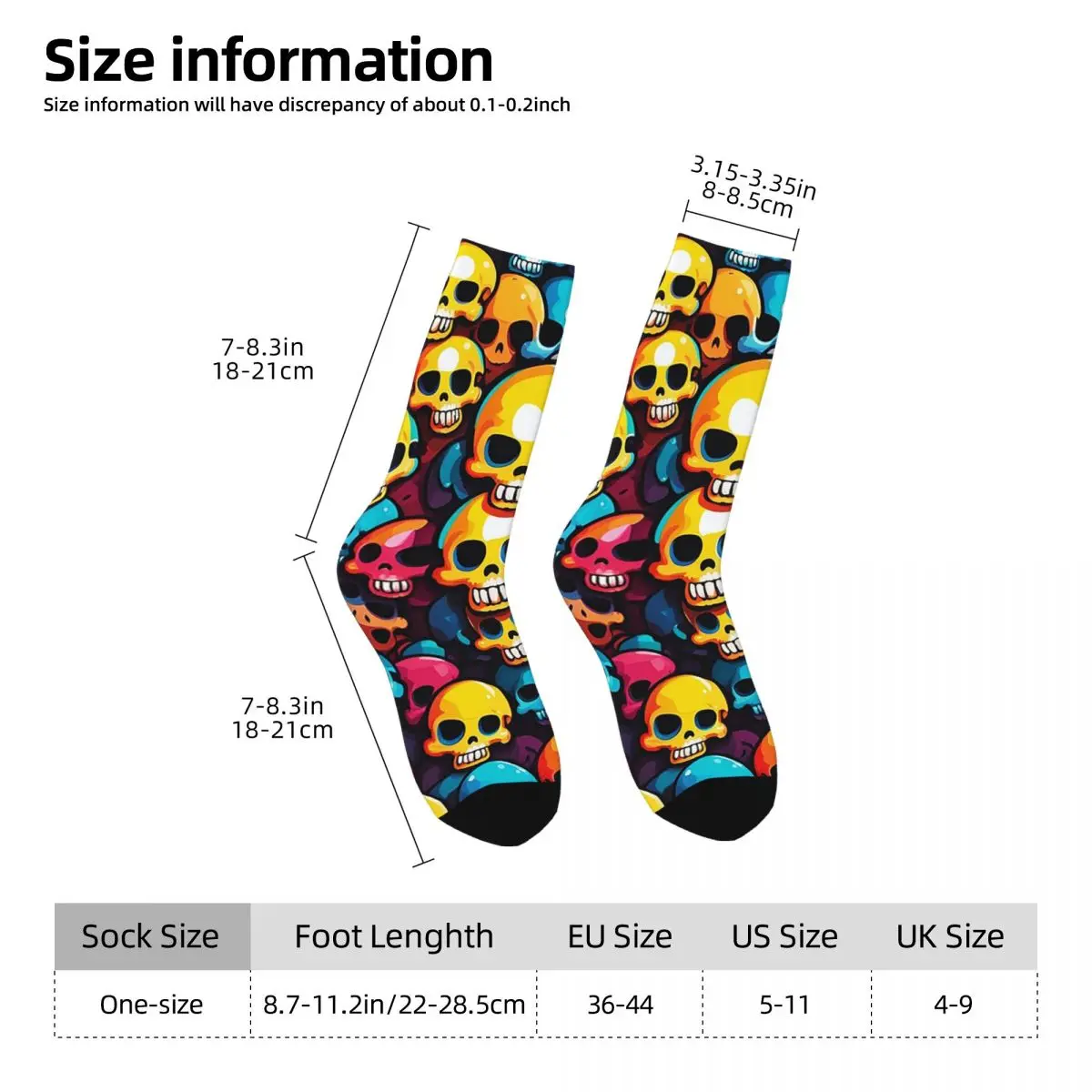 All Seasons Crew Stockings Colorful Skull Graffiti Design In A Cartoon Socks Fashion Long Socks for Men Women Valentine's Day