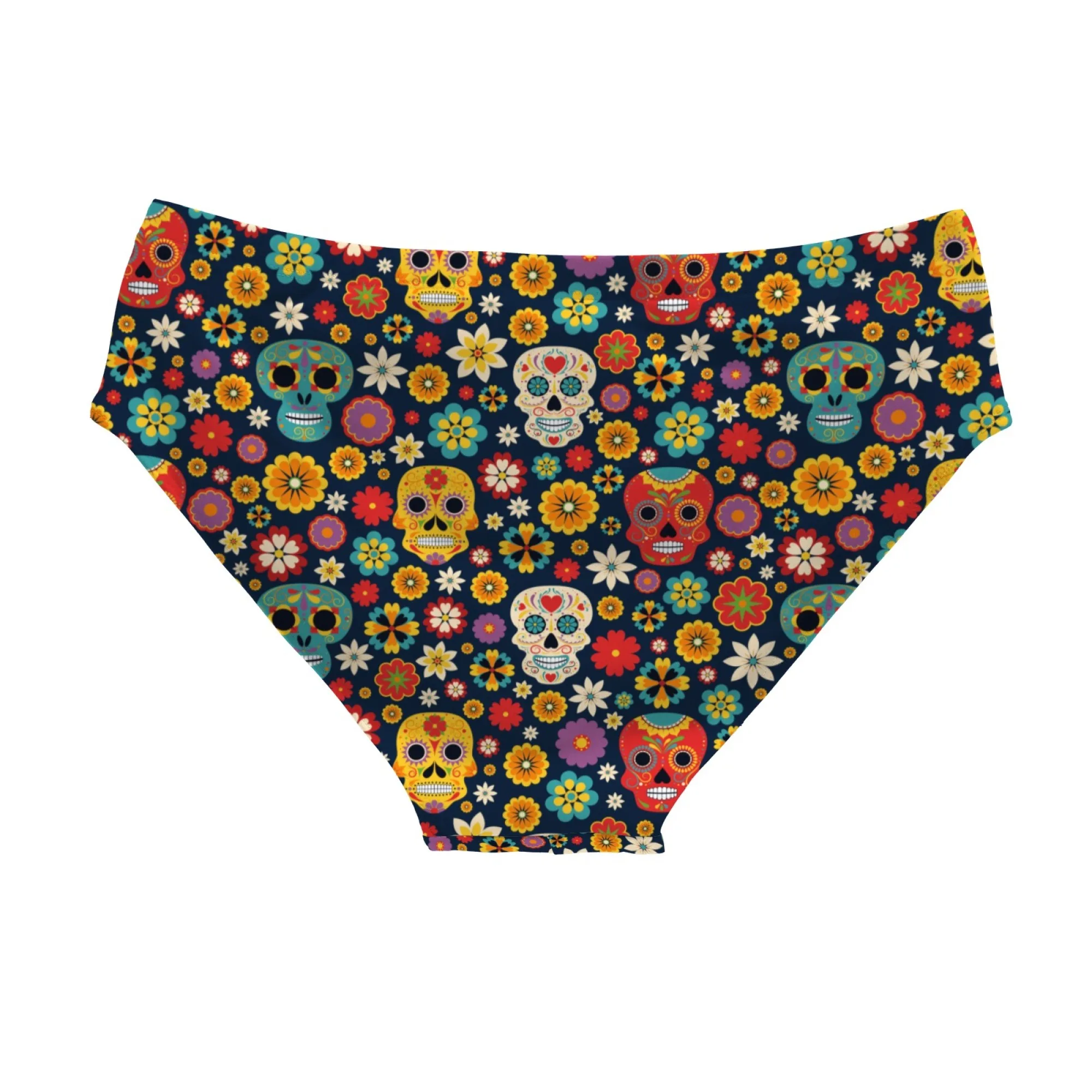 Retro Floral Sugar Skull Men's Swimming Trunks Comfortable and Stylish Men's Beach Surf Shorts Men's Sexy Bikini Briefs Swimwear