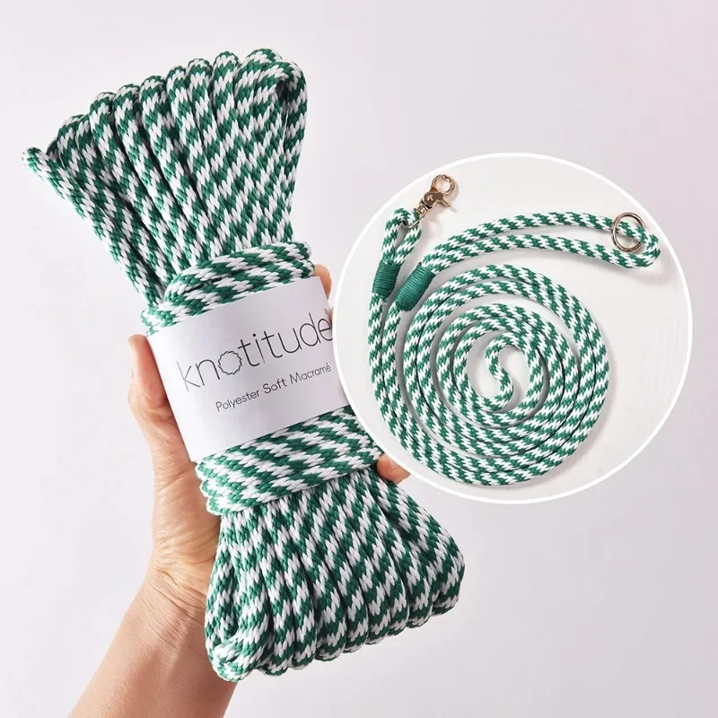 5m/roll 8mm Two-tone Polyester Hollow Core Cord Round Braided Rope Premium Craft String for Dog Lead Rope DIY Hand Weaving