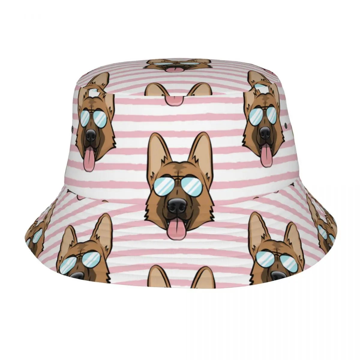 German Shepherd Dog With Glasses Bucket Hat Bob Fisherman Cap Outdoor Travel Sun Visor Fashion Panama