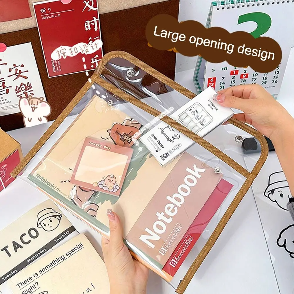 Portable Waterproof File Folder Large Capacity Press Buckle File Pocket PVC Document Bag Filing Products