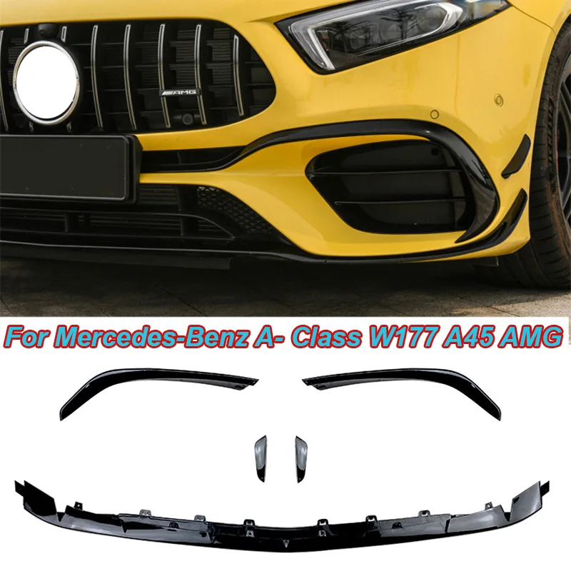 

glossy black For Mercedes-Benz A- Class W177 A45 AMG Front Bumper Front Air Knife Sports Air Force Kit Air Knife Exterior