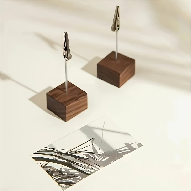 10 Stück Foto-Clips, vertikale Etikettenbretter mit Holzsockel, für Büro, Hochzeit, Party, Heimdekoration, Restaurant-Display, Preis – Detail 1