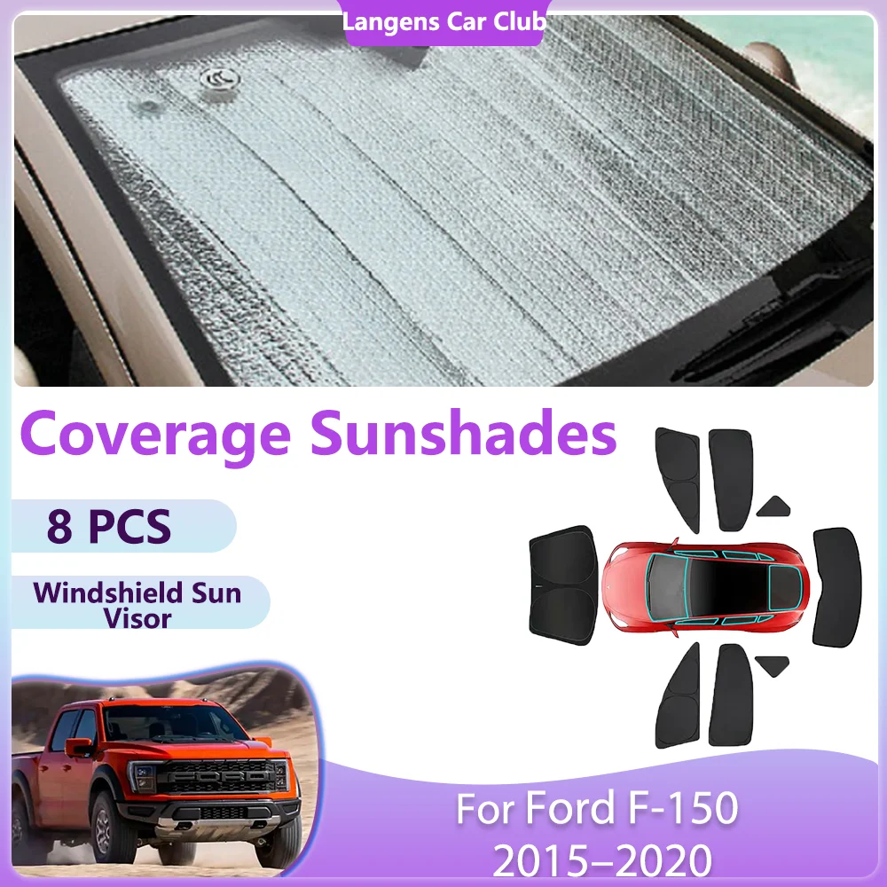 

Full Car Sun Shade Parasol Coverage for Ford F-150 2015–2020 Mat Visor Side Window Sunshade Cover Anti UV Pad Accessories.