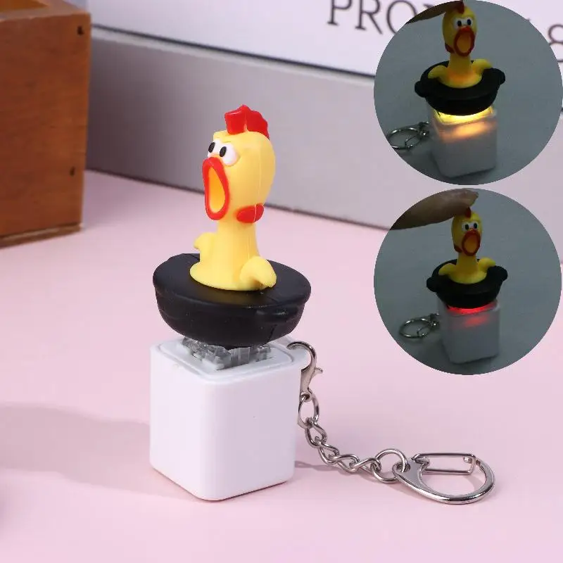 Stress Relief Plastic Toys Creative Cartoon Sharp Crying Chicken Voice Button High Aesthetic EDC Keychain Children Gift Toy
