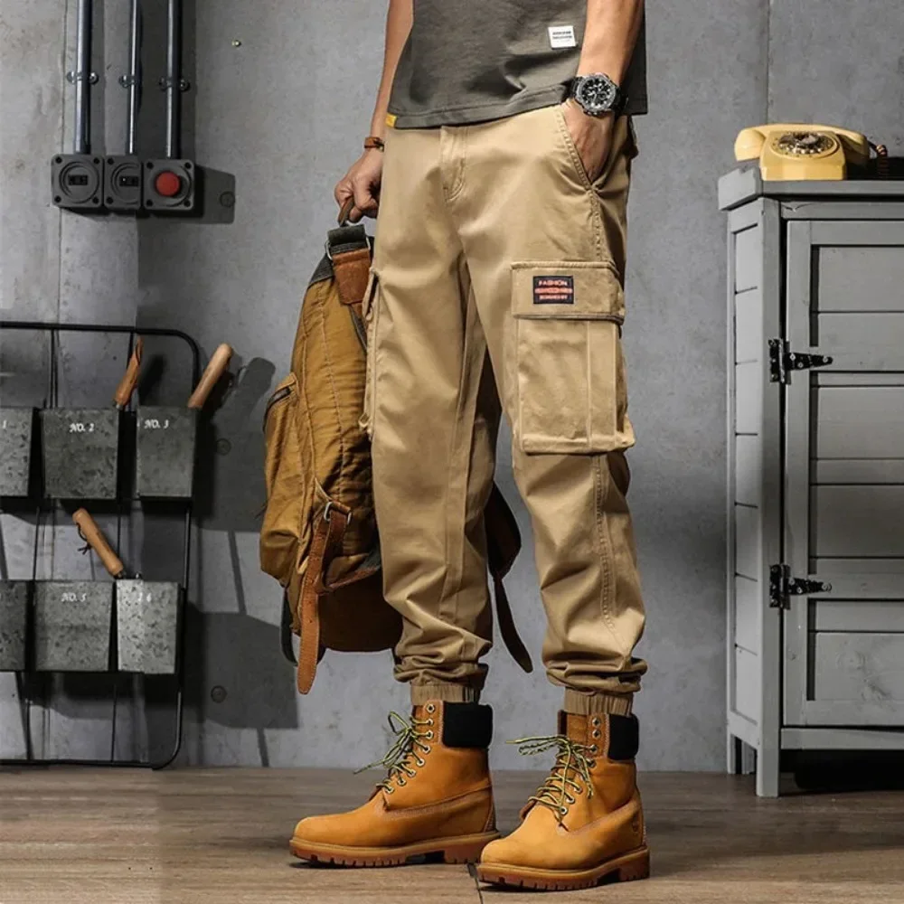 2024 Spring Summer New American Street Fashion Trend Casual Work Pants Men's Solid Patchwork Loose Pocket Thin Straight Trousers