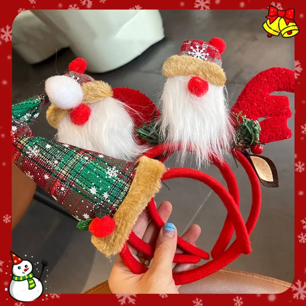 Christmas Decoration Christmas Headband Elk Hair Hoop Elf Antlers Headband Santa Hair Hoop Deer Horn Hair Band Female