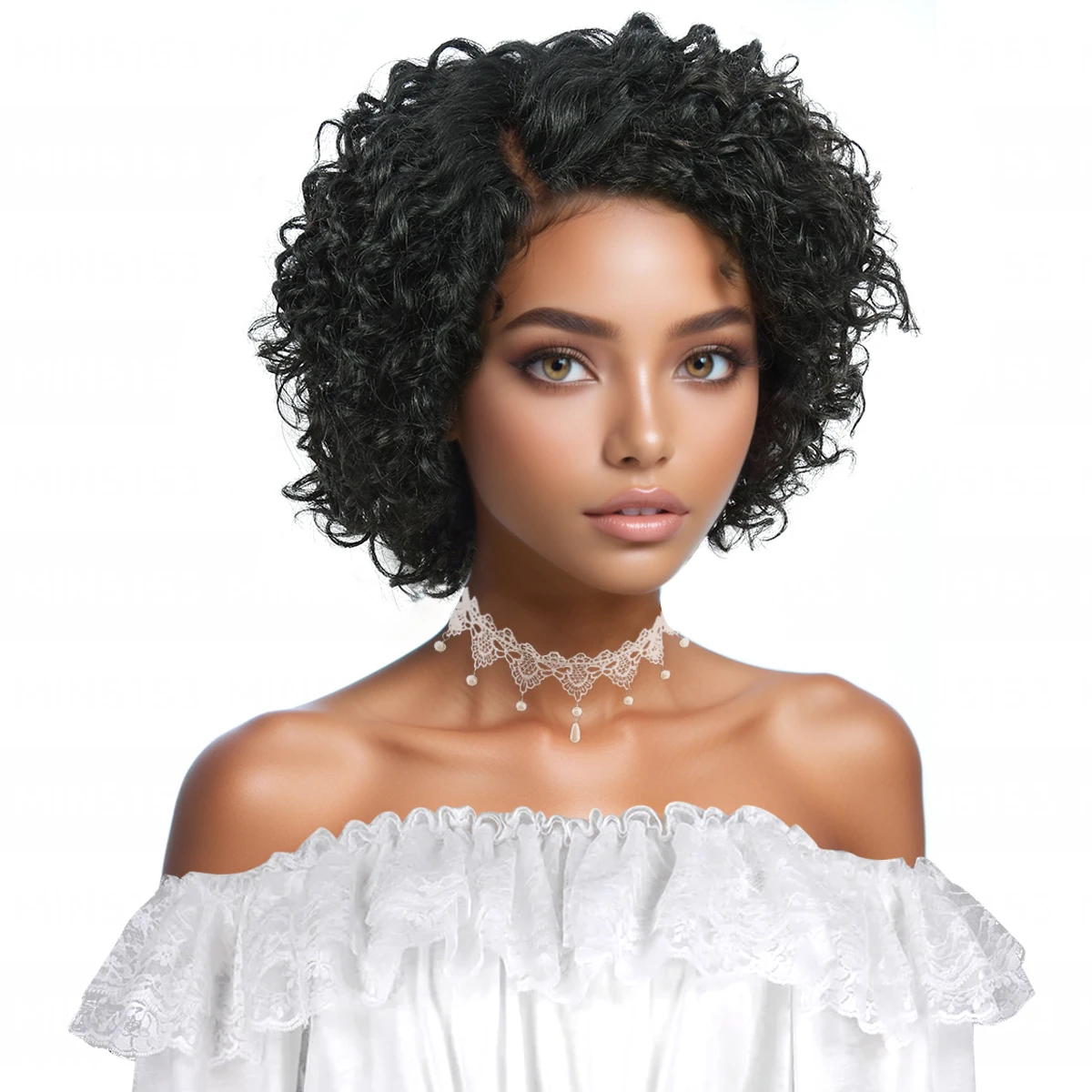 

Kinky Curly Pixie Cut Human Hair Wigs Colored 4x1 Lace Front Wigs Human Hair Pre Plucked Side Part Wig For Women