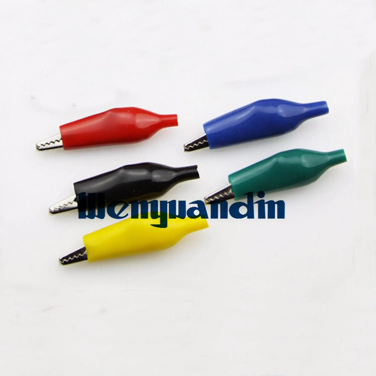 20pcs Red/Black/Yellow/Green/Blue Insulated Soft Plastic Coated Alligator Clip Test Jumper Probe Crocodile Clips 36.5mm CL4710 S