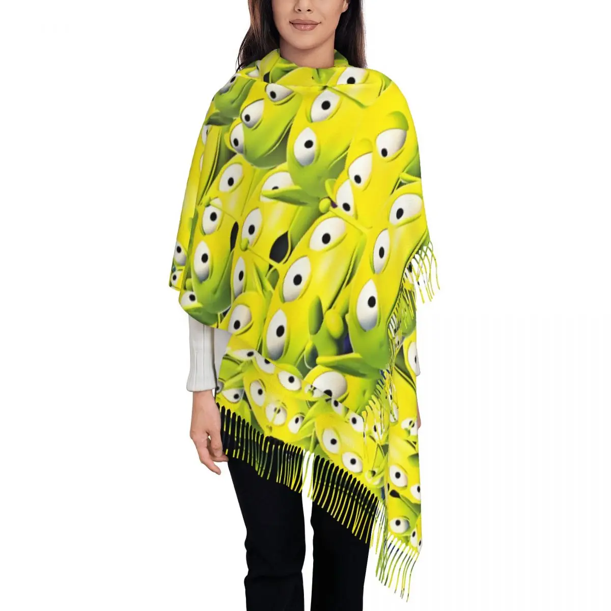 

Модный шарф с кисточками и тремя глазами, инопланетянина, женский шарф с кисточками на зиму и осень, теплая шаль, женские милые шарфы с героями мультфильмов в стиле аниме
