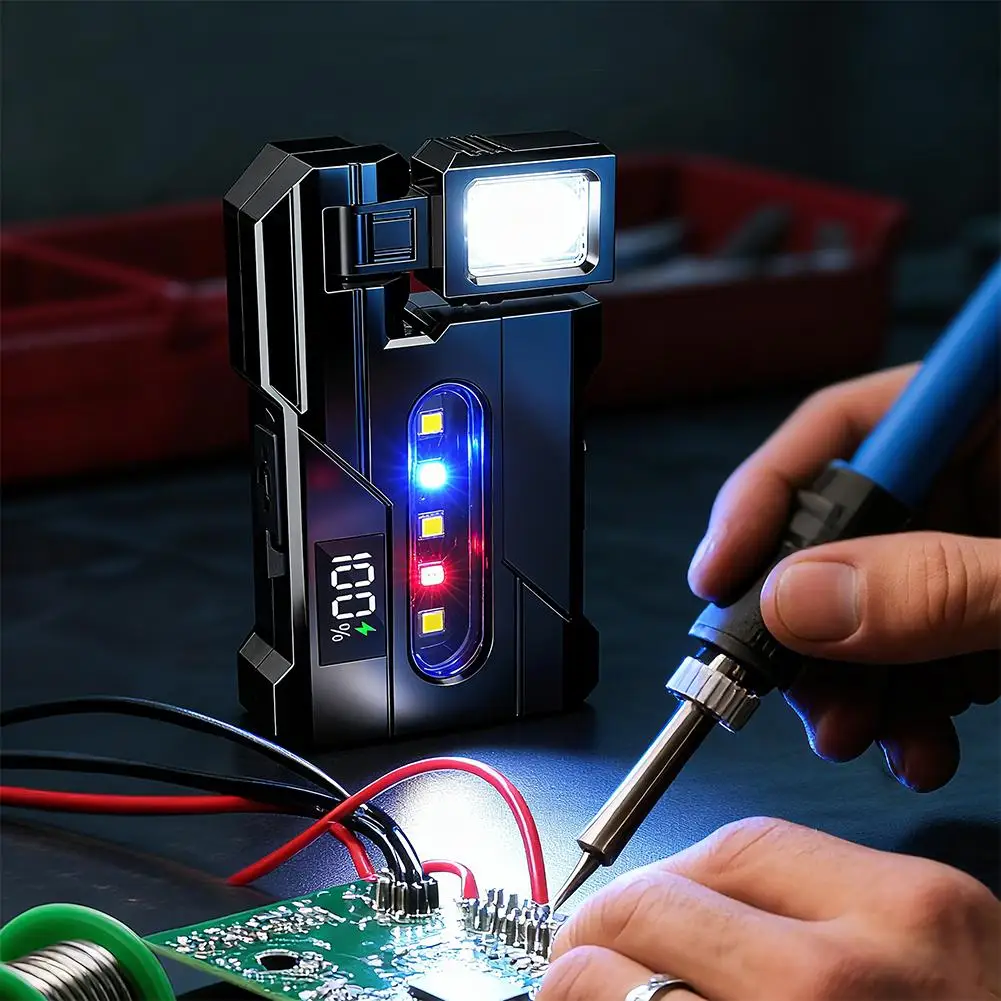 MultiFunction Magnetic work light EDC Flashlight With Charging Cable Portable Pocket Mini Light Double Light For Outdoor Camping