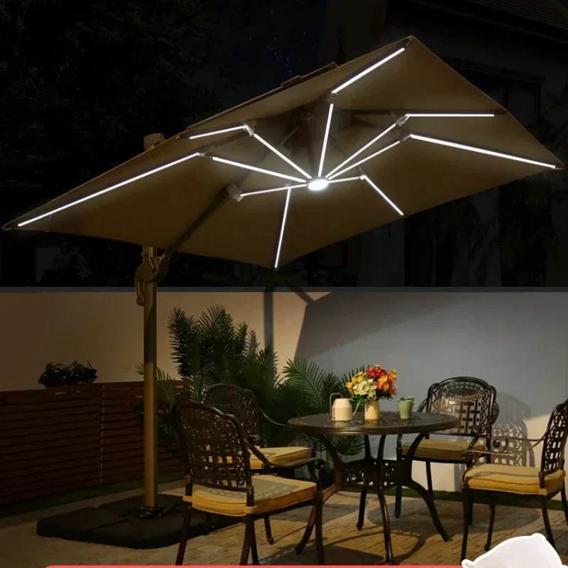 simple Fashion Outdoor Parasol Court Terrace Villa Garden LED Roman Umbrella Outdoor Stand