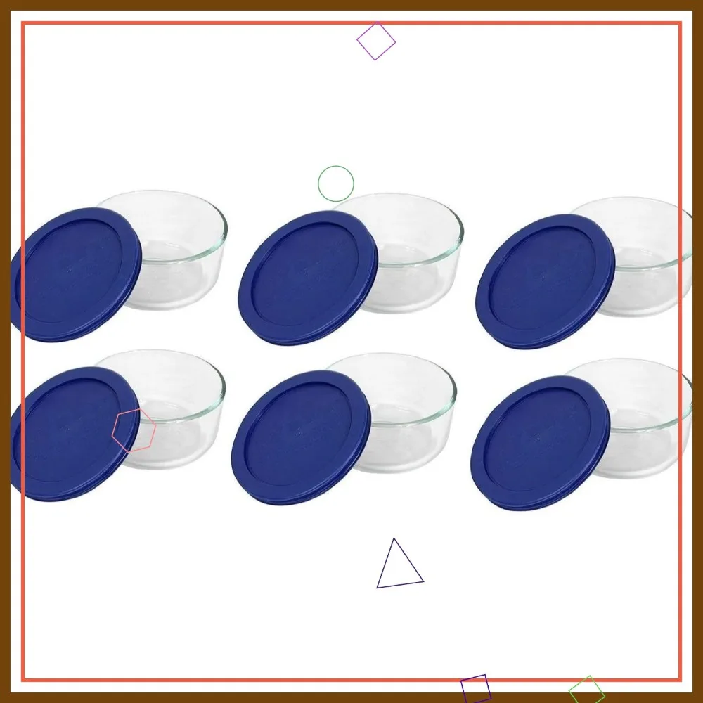 

Набор из 6 стеклянных чаш премиум-класса на 2 порции с темно-синими крышками — прочные, сделано в США