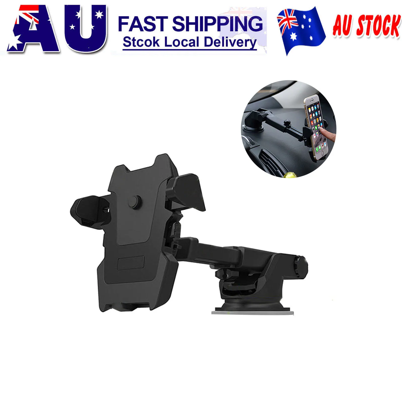 

Автомобильный держатель для телефона, регулируемое широкое крепление 55-85 см с вращением на 360 градусов на присоске для лобового стекла, черный цвет