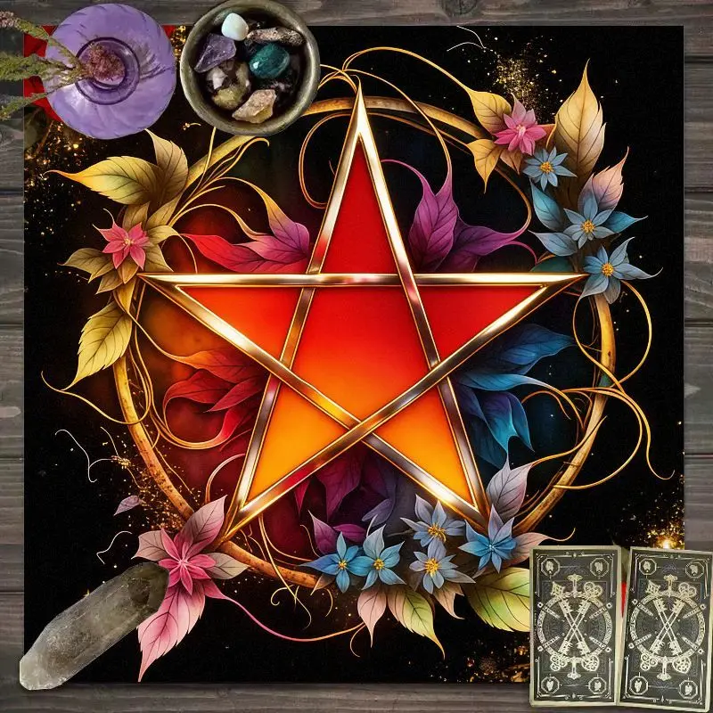VIKAMA golden laurel wreath apollo sun god witchcraft altar cloth divination board mat ideal for reiki crystal grid spell work