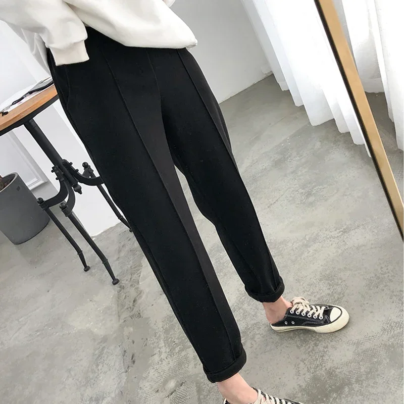 Ladies Loose Pencil Pants 2024 Spring Winter Trousers OL Style Wool Female Work Suit Pant Trousers Capris Women Clothing 6648