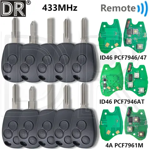 Great 433MHz ID46 PCF7946/7947 4A Chip Car Remote Key For Renault Clio Megane Twingo DACIA Logan Sandero Kangoo Duster Modus