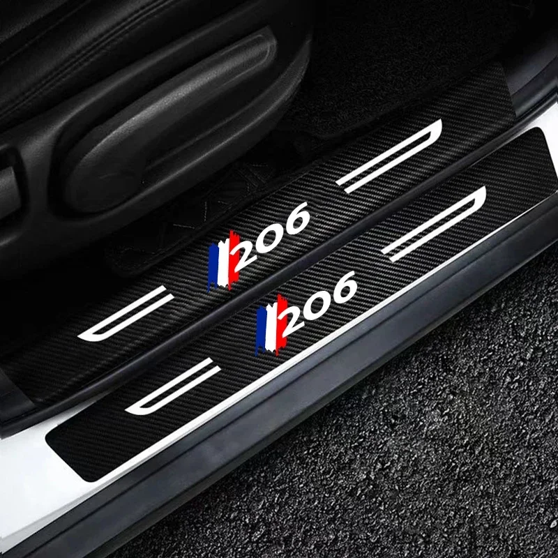 Fibra di carbonio per Peugeot 206 Logo davanzale della portiera dell\'auto proteggi pellicola Anti Kick Sticker soglia automatica Scuff Scratch Strip