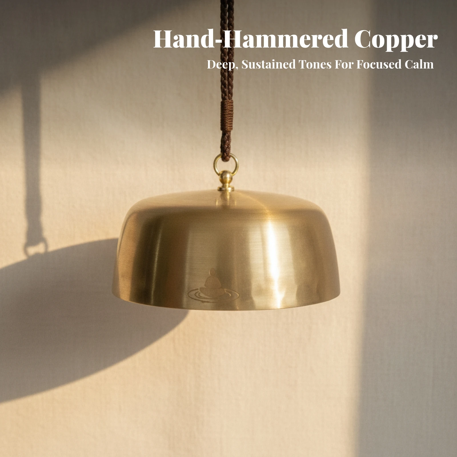 Hanging Singing Bowl Suspended Singing Bowl with Hanging Cord Instrument Resonant Harmonic for Practitioners, Meditation