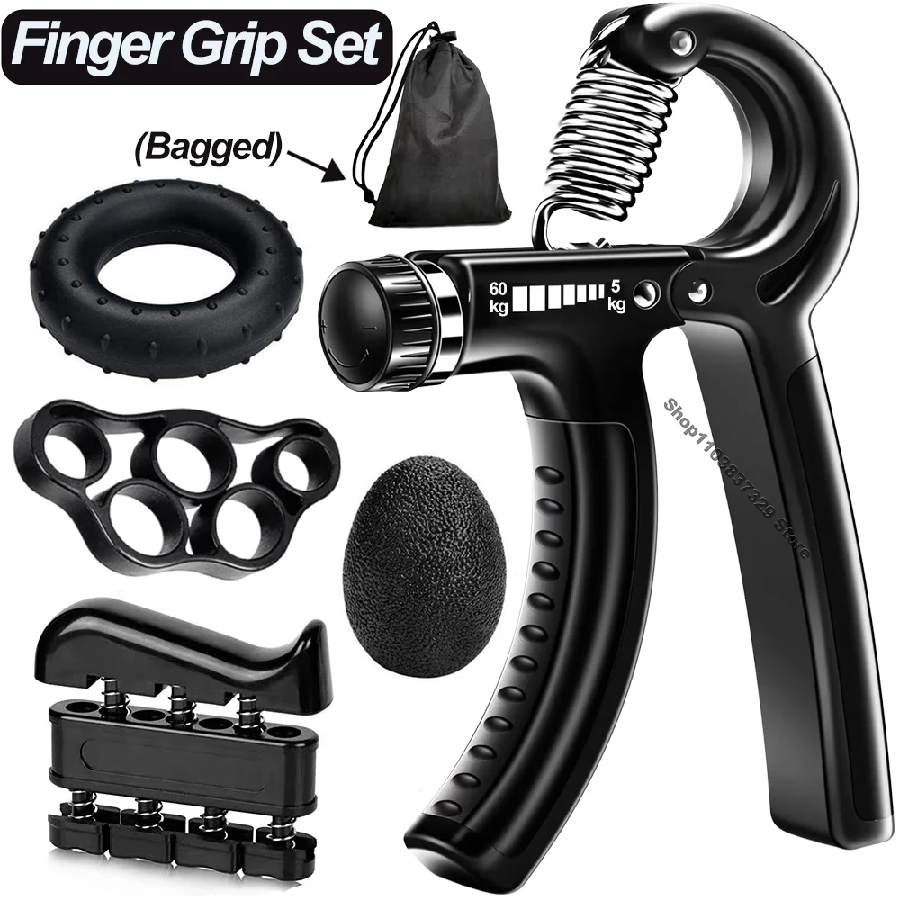 5-60Kg Adjustable Grip Strength Trainer with Finger Exerciser Hand Grip Strengthener for Muscle Building and Injury Recover