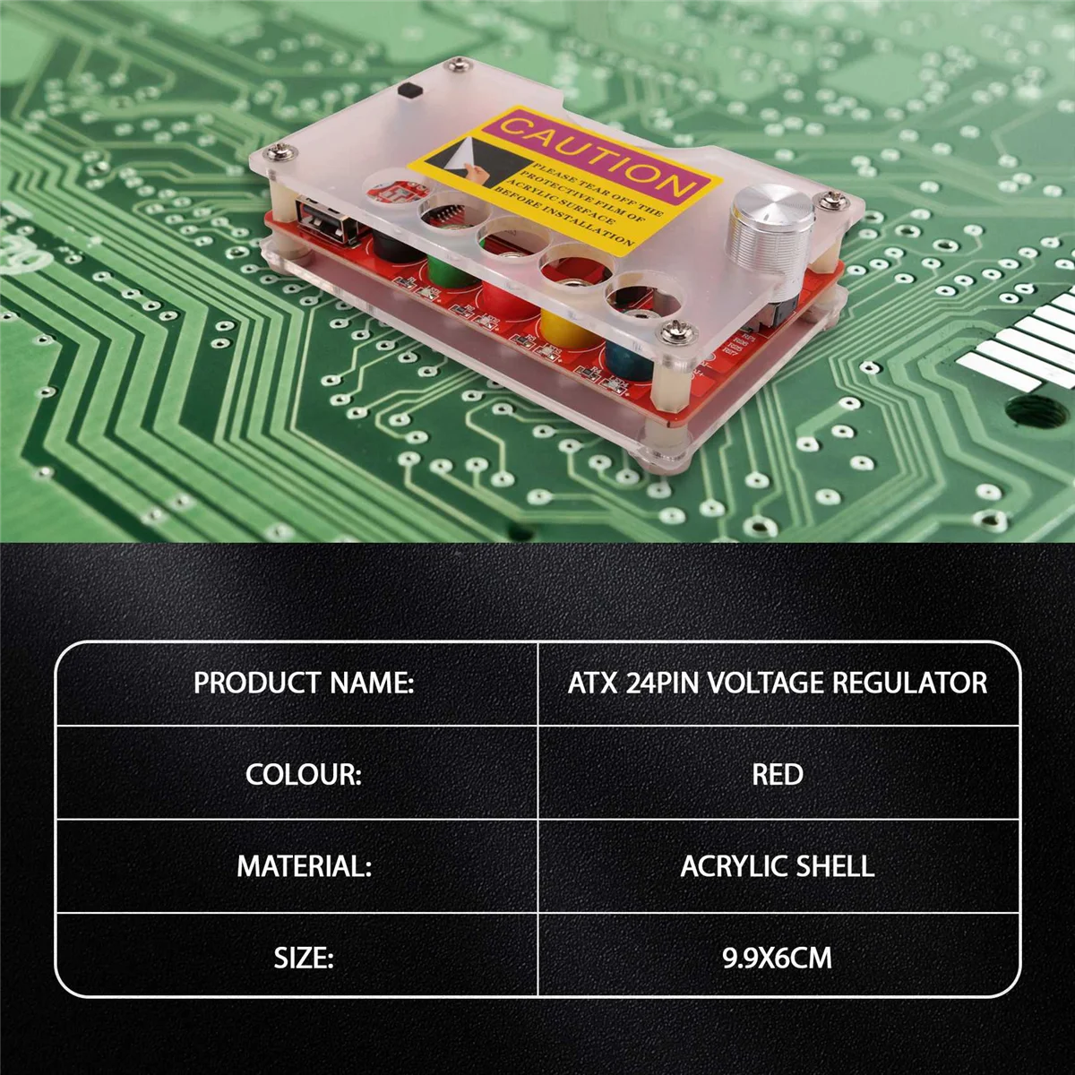 ATX 24Pin Power Breakout Board with ADJ Adjustable Voltage Knob and Acrylic Shell Kit Voltage Regulator