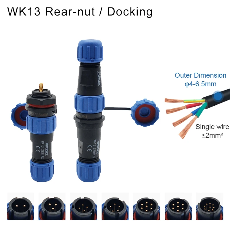 

SP13 Waterproof Connector IP68 Aviation Plug Male Female Socket Set Back Nut Docking Electric Panel Install 2/3/4/5/6/7/9 Pin