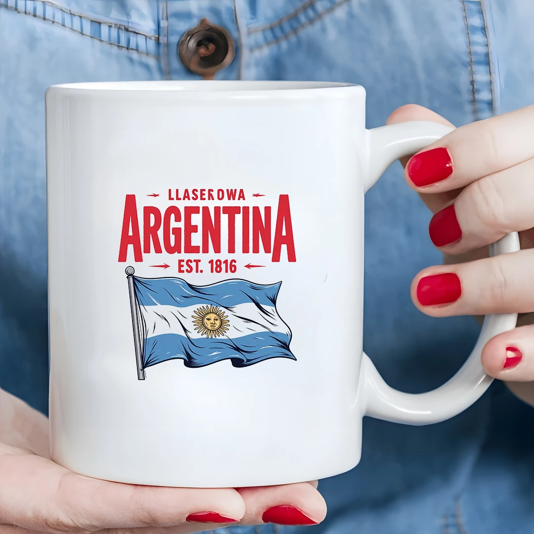 

Argentinian Flag Design 11oz Mug May Sun Cartoon Version Christmas Family Office Gift Cup