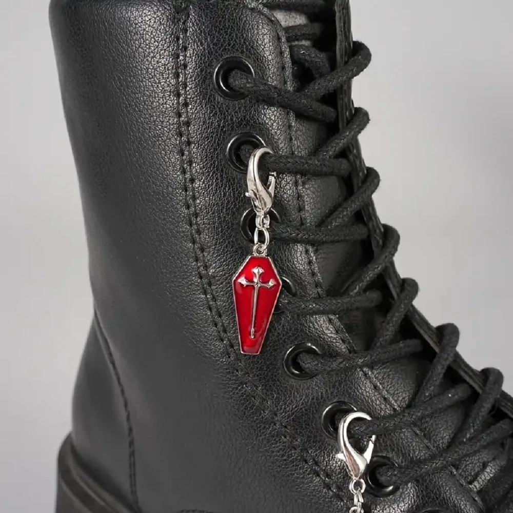 5pcs Red Cross Gothic Shoe Charms Suitable for Boots Sneakers Vampire Series DIY Accessories for Halloween Blood Cross Decor