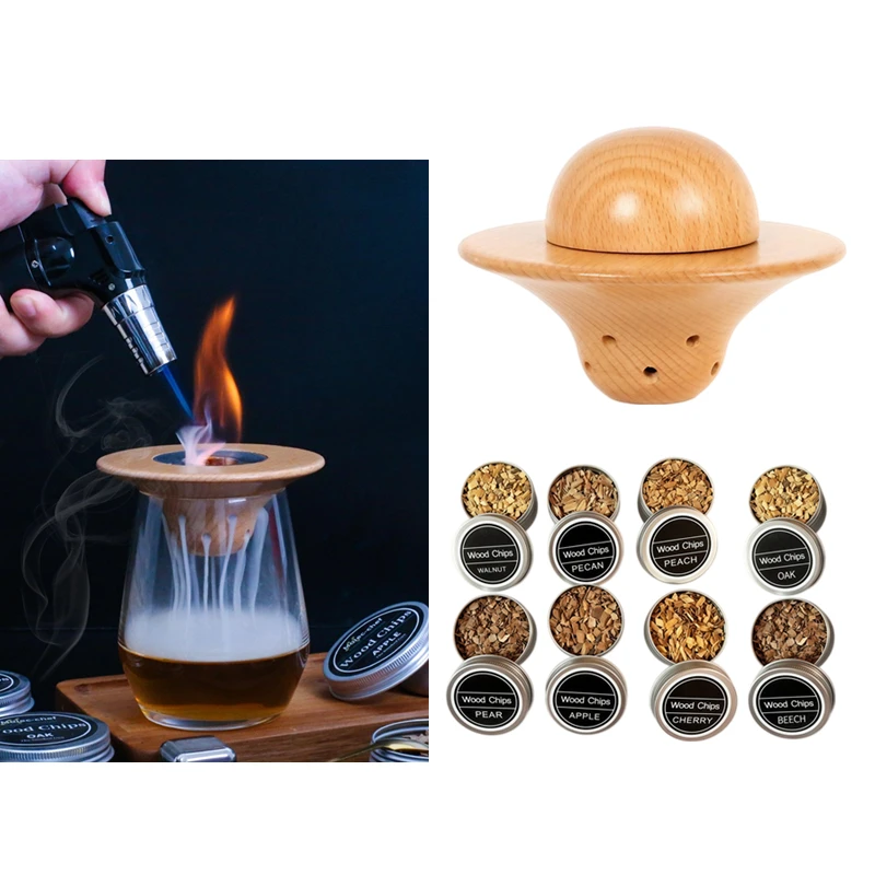 Badminton-shape Cocktail Smoker Kit Apple Cherry Oak Beech Wood Chips Whiskey Smoker Drinks Kit Cocktail Accessories Bar Tools