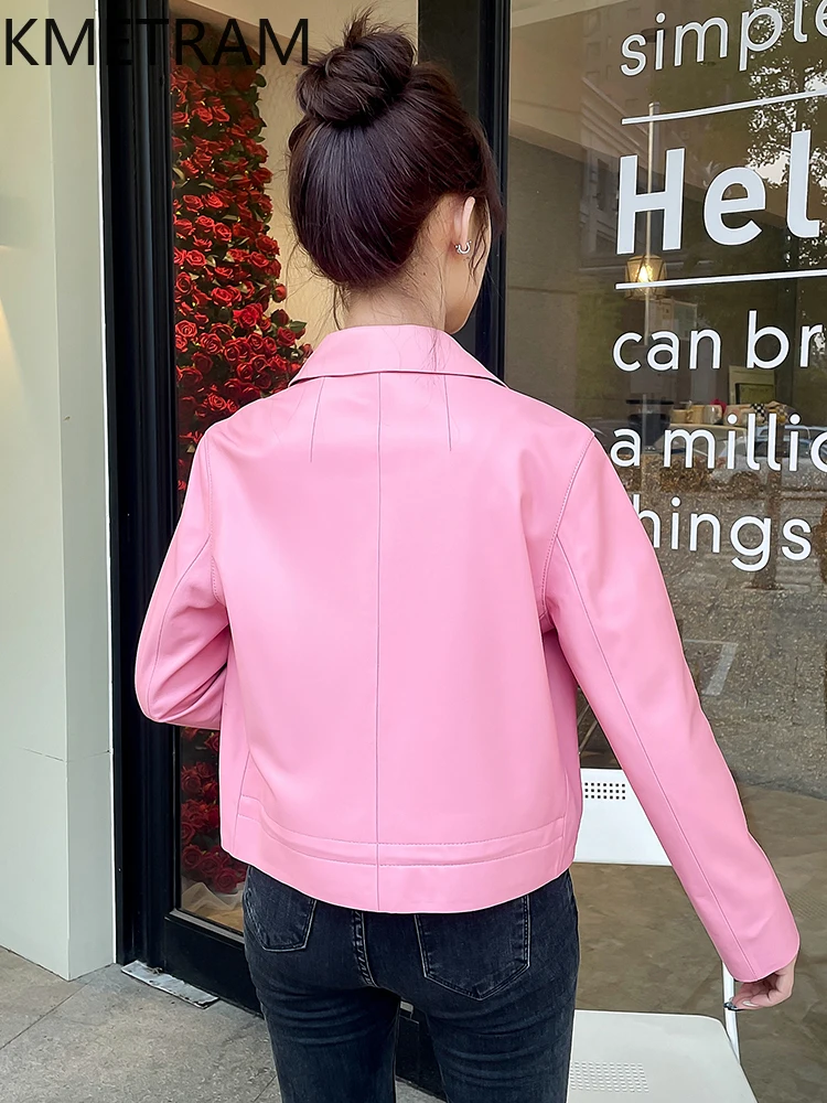 Strato superiore al 100% di giacca di pelle di pecora Donna Biker Giacche di pelle genuina Donna Capispalla corti Abiti autunnali 2025 дубл Estranteка ж illegalicud