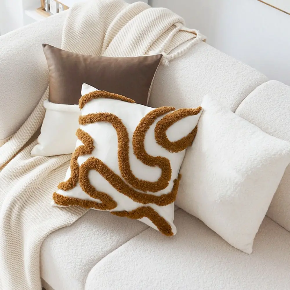 غطاء وسادة رمي بني عتيق بتصميم هندسي معنقدة غطاء وسادة خصر عالي الجودة من مادة الكتان القطيفة #4