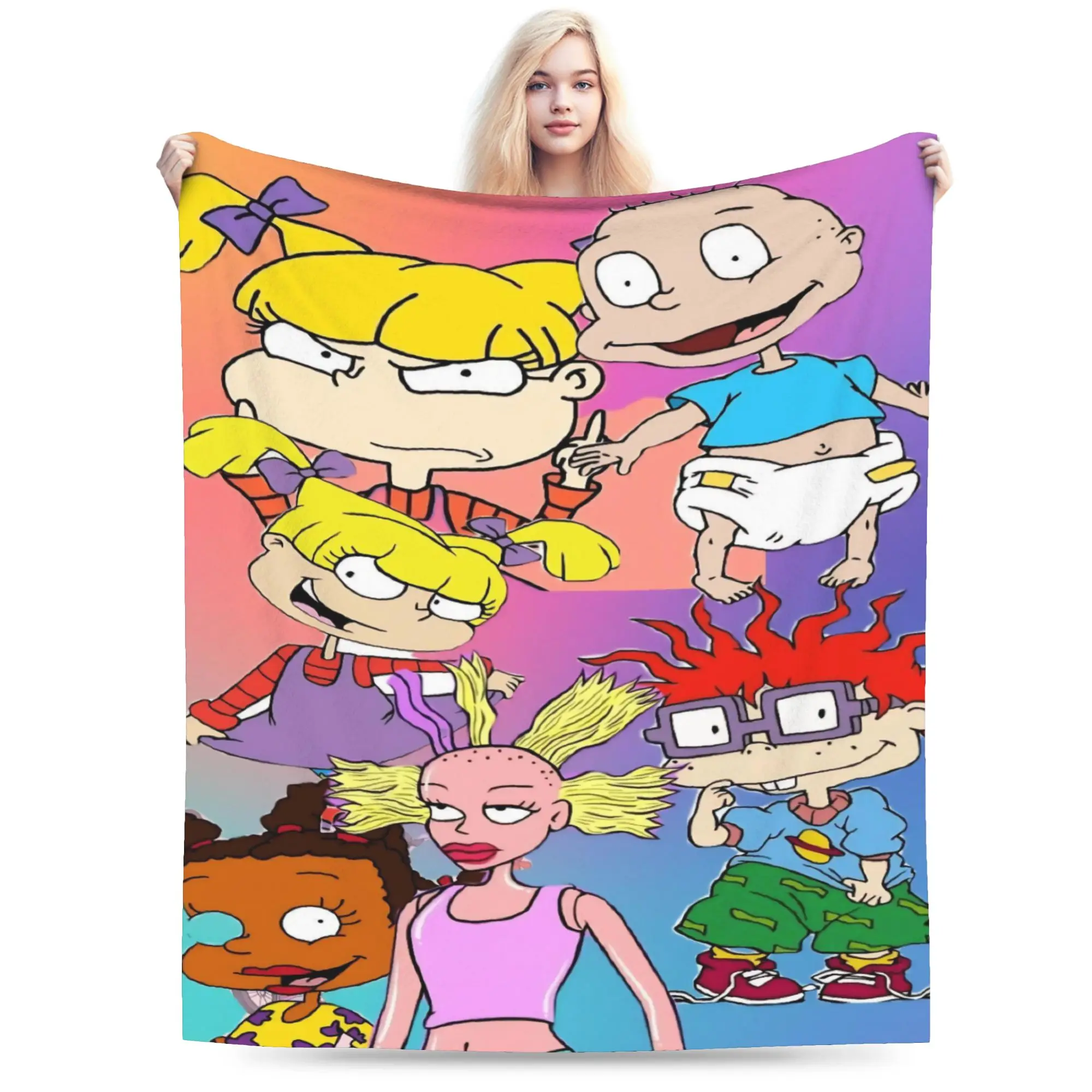 Cartoon R-Rugrats Merch Blanket Warm Cozy Fluffy  Throw Blankets for Couch 50x60 Inches Multiple Sizes Throws And Blankets
