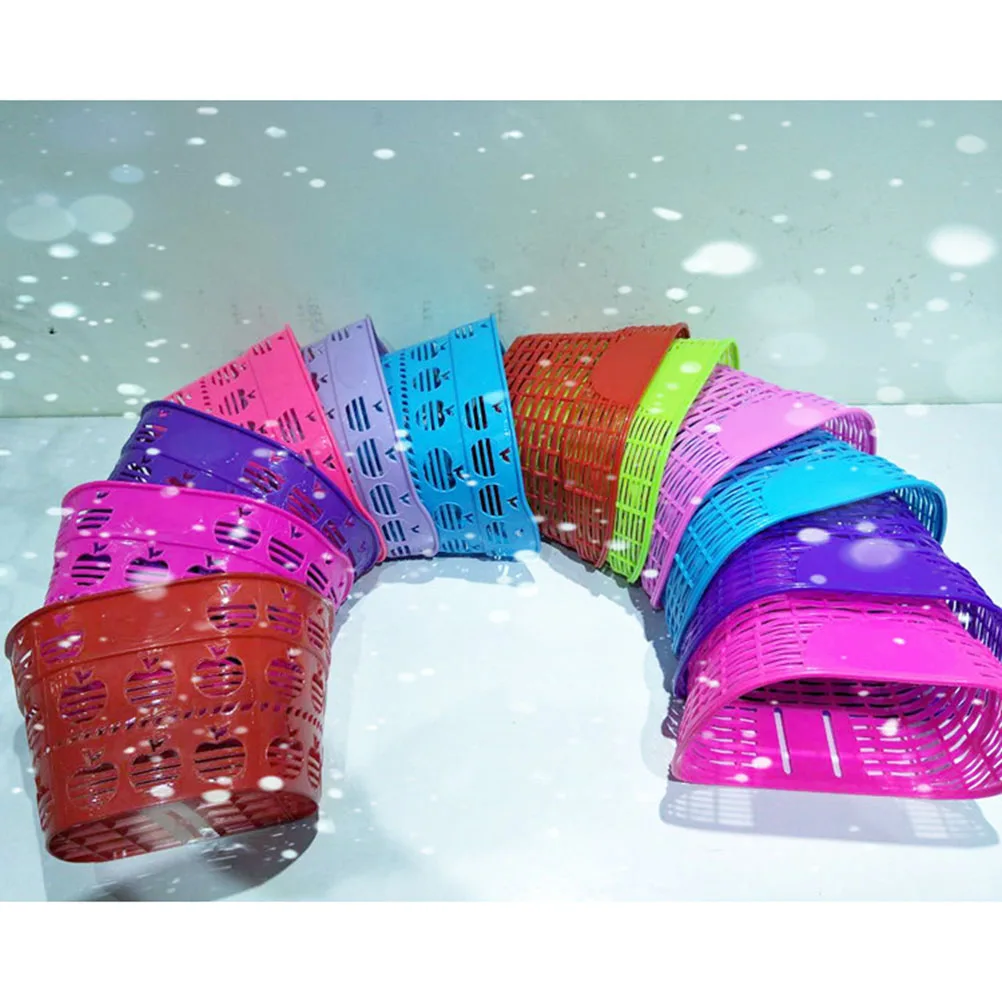 

12-20 Inch 's Plastic Bike Basket Front Handlebar Storage Basket Durable Scratch Resistant Lid Cover Easy Attachment