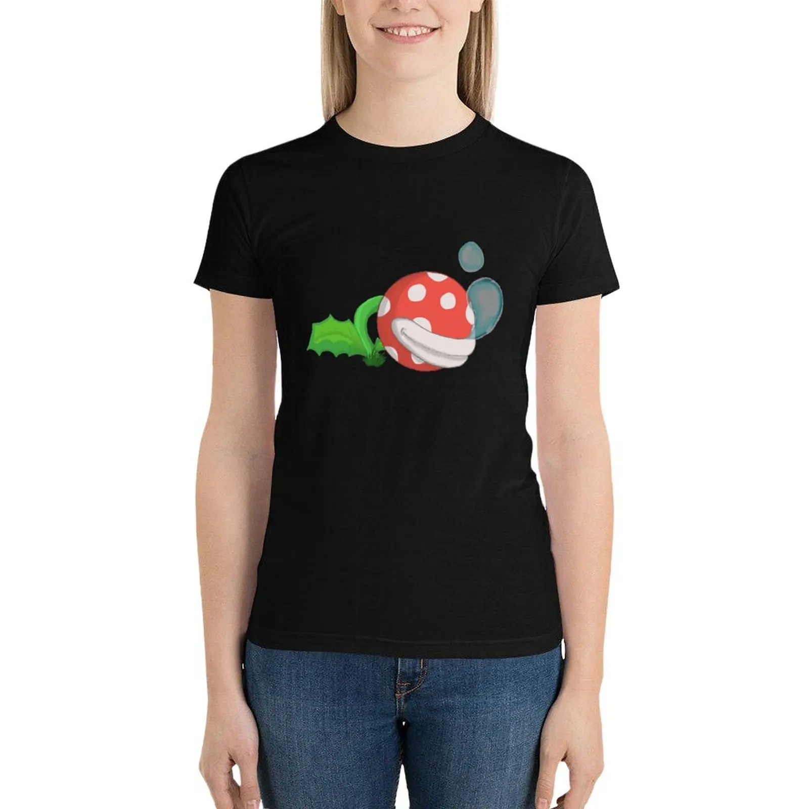 

Sleeping Piranha Plant T-Shirt animal print shirt for girls oversized Women's tops